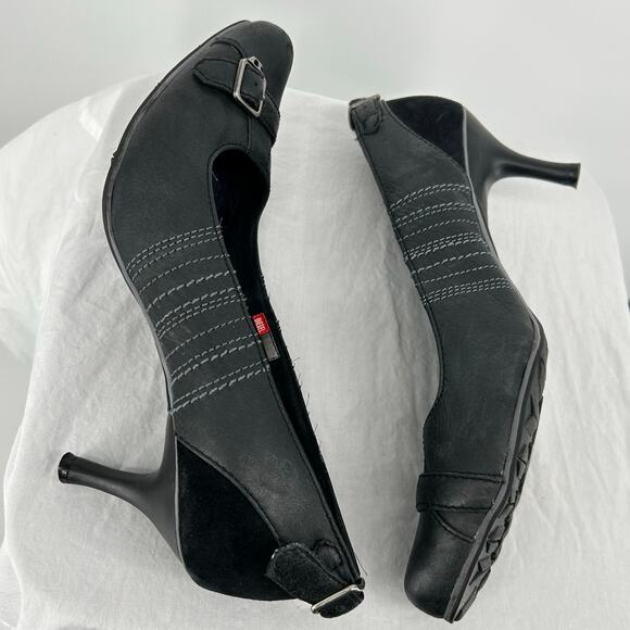 Vintage Y2K Women's Diesel Combustion Black Strap Buckle Heels Pumps sz 8 - Picture 4 of 8